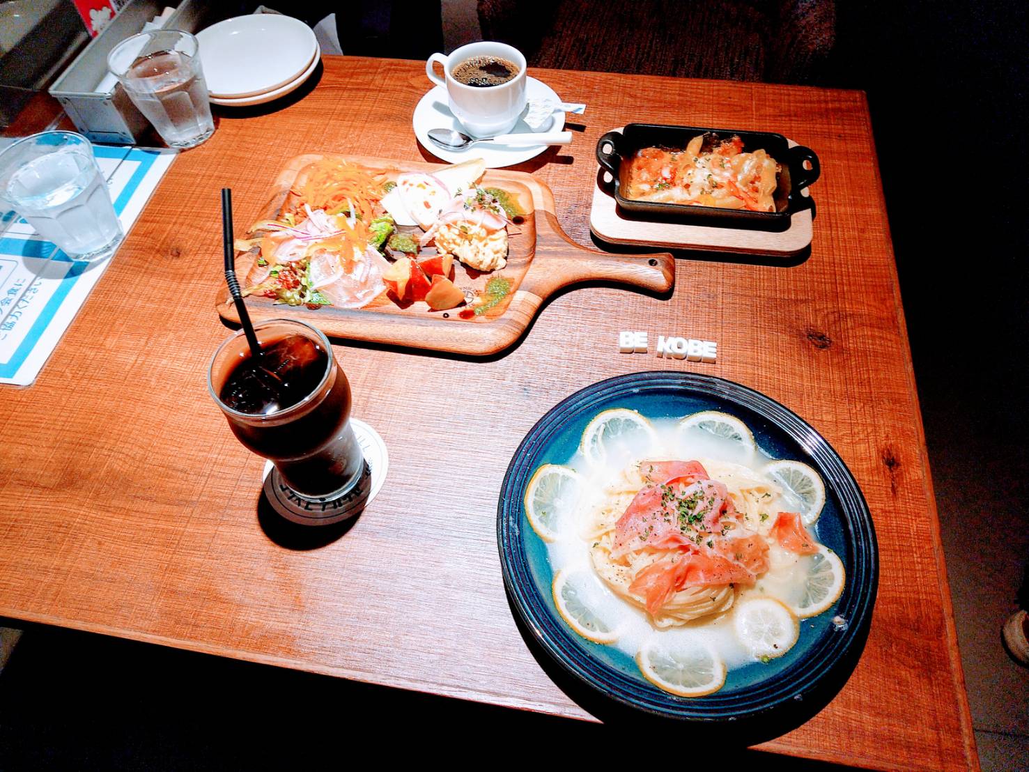 プチリッチセット、生ハムと瀬戸内レモンバターソースパスタ