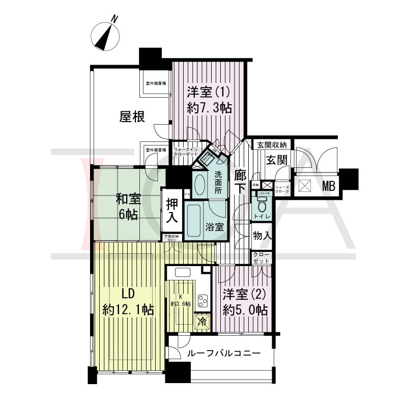 ライオンズマンション神戸栄町通の間取り図 1邸 南西角住戸
3LDK 専有面積80.98m2
ルーフバルコニー面積8.94m2