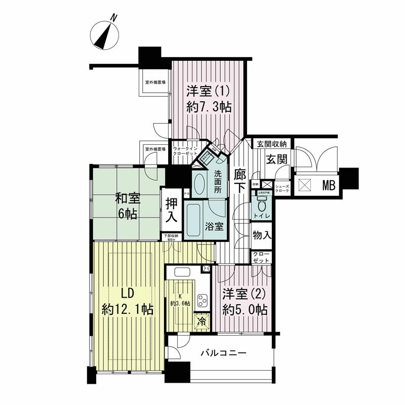 ライオンズマンション神戸栄町通の間取り図 全8邸 南西角住戸
3LDK 専有面積80.98m2
バルコニー面積8.94m2