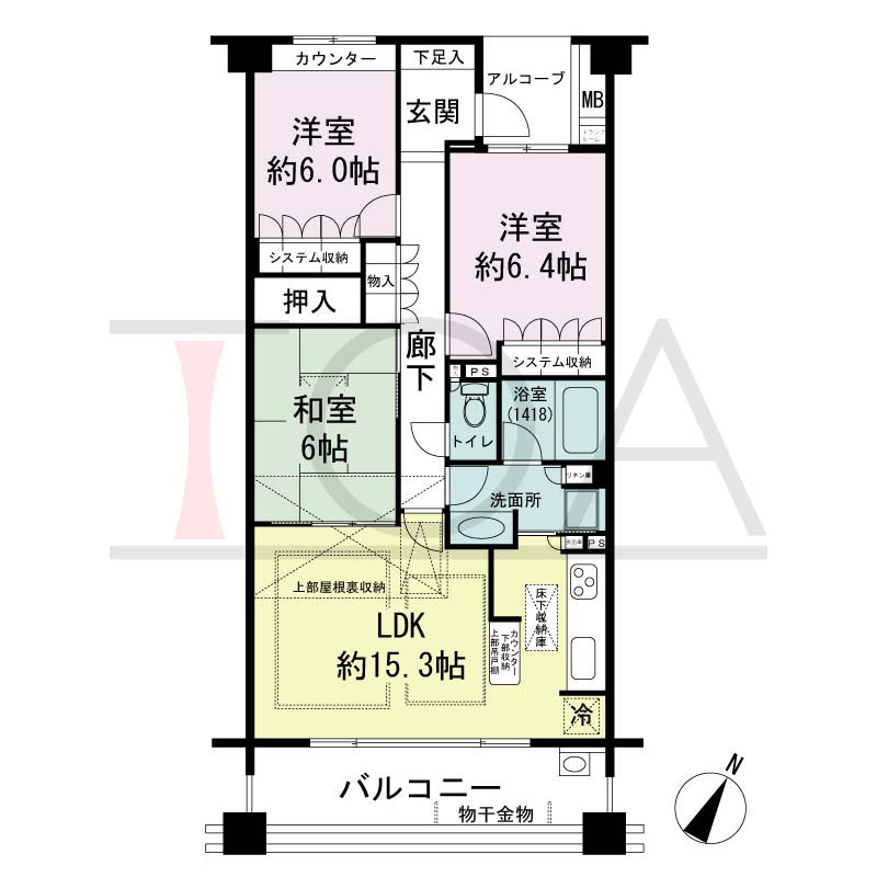 神戸山本通パークホームズの間取り図 CL(CL1・CR・CR１)タイプ
全13邸　南東向き住戸
3LDK　専有面積78.06m2
ポーチ面積3.13m2
バルコニー面積13.10m2
※当間取図はCLタイプになります。