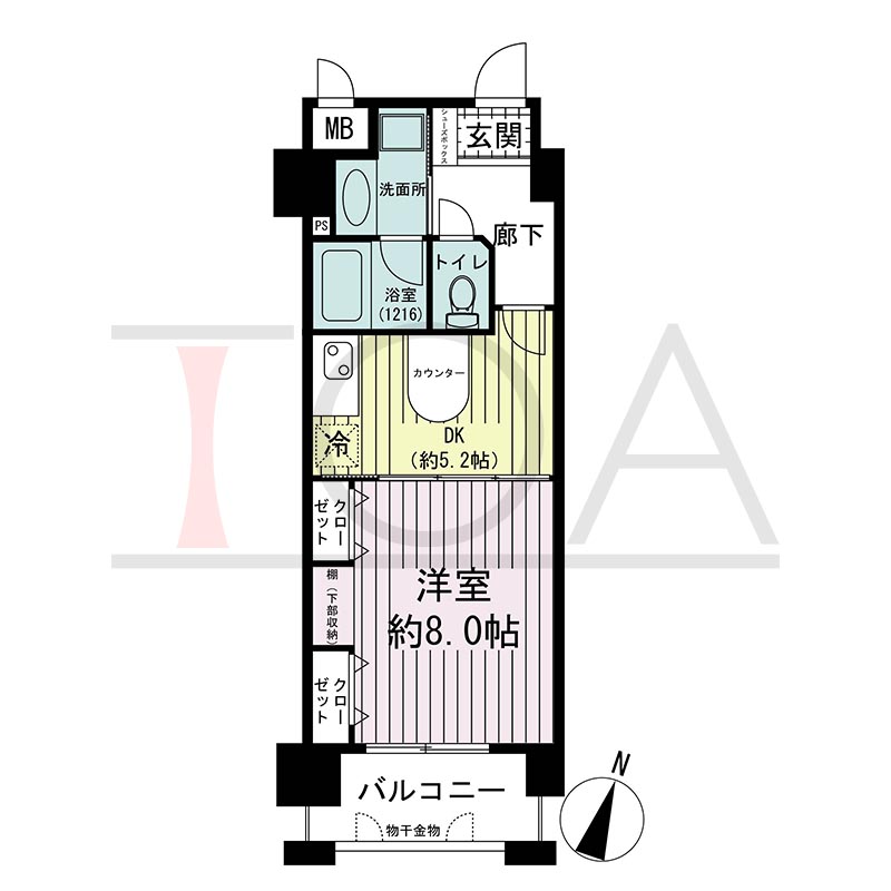 KAISEI神戸海岸通第2(カイセイ神戸海岸通第2)の間取り図 Cタイプ
全6邸
南東向き
1DK
専有面積34.80m2
バルコニー面積5.17m2
