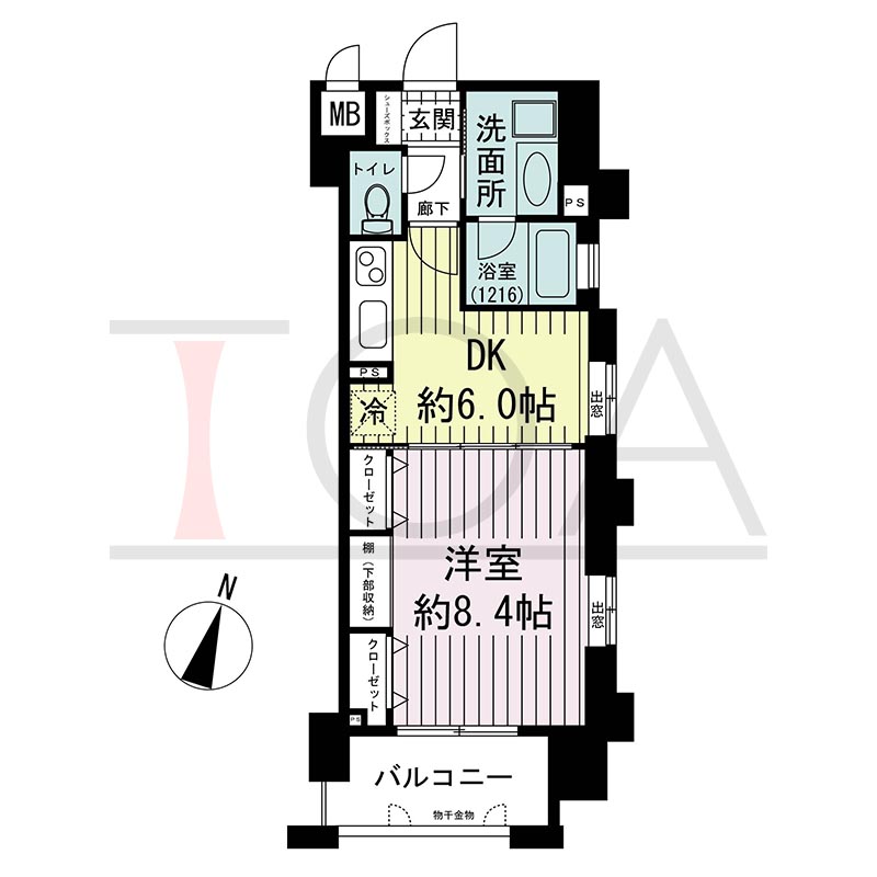 KAISEI神戸海岸通第2(カイセイ神戸海岸通第2)の間取り図 Dタイプ
全6邸
南東角部屋
1DK
専有面積35.47m2
バルコニー面積5.10m2