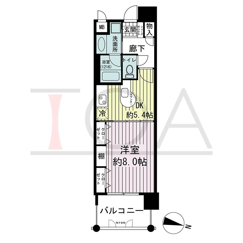 KAISEI神戸海岸通第2(カイセイ神戸海岸通第2)の間取り図 F'タイプ
全6邸
東向き
1DK
専有面積36.16m2
バルコニー面積6.90m2