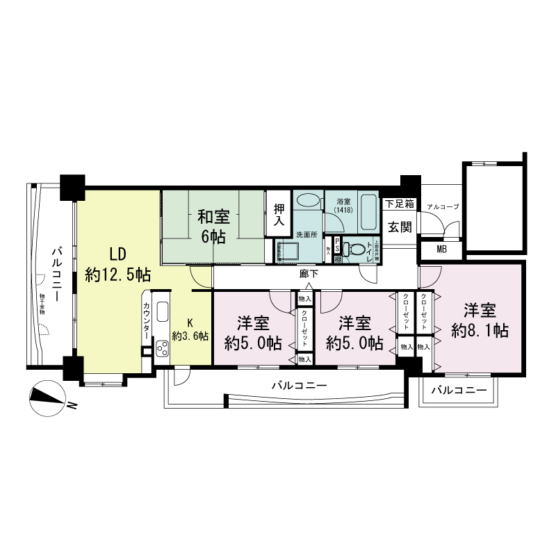 神戸野崎通アーバンライフの間取り図 Cタイプ・4LDK
専有面積91.65m2
バルコニー面積22.55m2
アルコーブ面積2.70m2