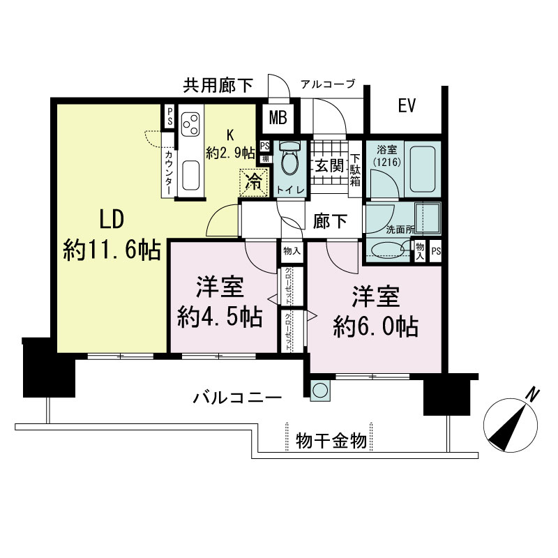 ファミール神戸熊内町グランアクシスの間取り図 Aタイプ・3LDK
専有面積55.16m2
アルコーブ面積1.36m2
バルコニー面積17.02m2