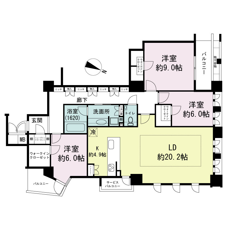 シエリア神戸北野坂の間取り図 Iタイプ・3LDK
専有面積111.71m2
バルコニー面積10.95m2
サービスバルコニー面積2.40m2