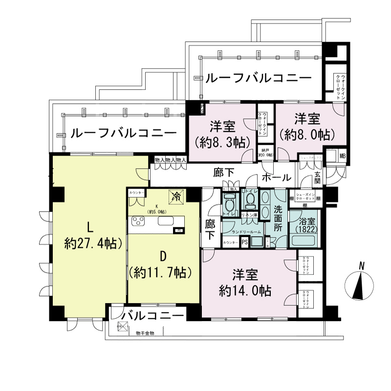 シエリア神戸北野坂の間取り図 Jタイプ・3LDK
専有面積180.49m2
バルコニー面積17.91m2
ルーフバルコニー面積34.40m2