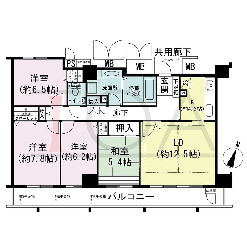 ウェルブ六甲道1番街の間取り図 南向き 4LDK 専有面積97.92m2
バルコニー面積15.45m2
アルコーブ面積2.00m2