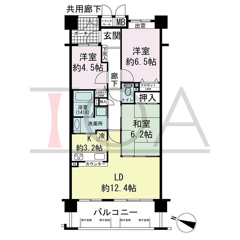 ウェルブ六甲道3番街2番館の間取り図 西向き 3LDK 専有面積73.46m2
バルコニー面積12.60m2(502・903号室)
バルコニー面積12.51m2(1003号室)
ルーフバルコニー面積33.34m2(403号室)
ポーチ面積4.17m2