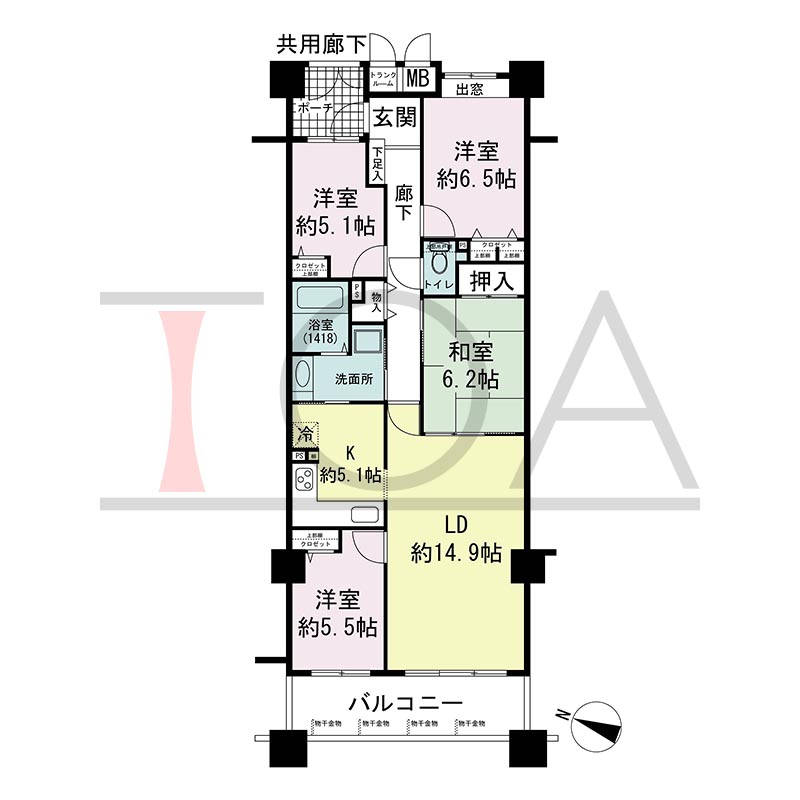 ウェルブ六甲道3番街2番館の間取り図 西向き 4LDK 専有面積93.46m2
バルコニー面積11.49m2
ポーチ面積4.17m2