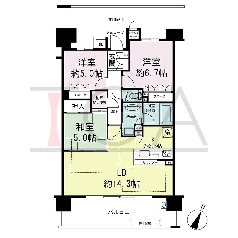 摩耶シティCOMFORT(摩耶シティコンフォート)の間取り図 南東向き 3LDK+N 専有面積75.43m2
バルコニー面積14.90m2
アルコーブ面積1.89m2
テラス面積21.60m2※テラス住戸タイプのみ