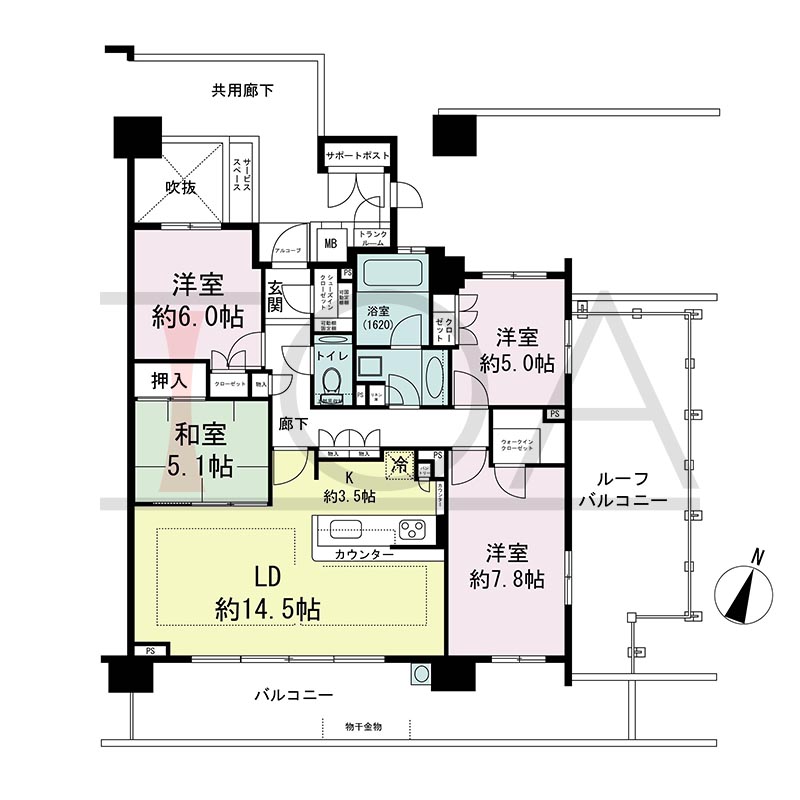 摩耶シティCOMFORT(摩耶シティコンフォート)の間取り図 南東向き角 3LDK 専有面積94.78m2
バルコニー面積22.47m2
ルーフバルコニー面積21.91m2
アルコーブ面積1.18m2
サービススペース面積1.33m2