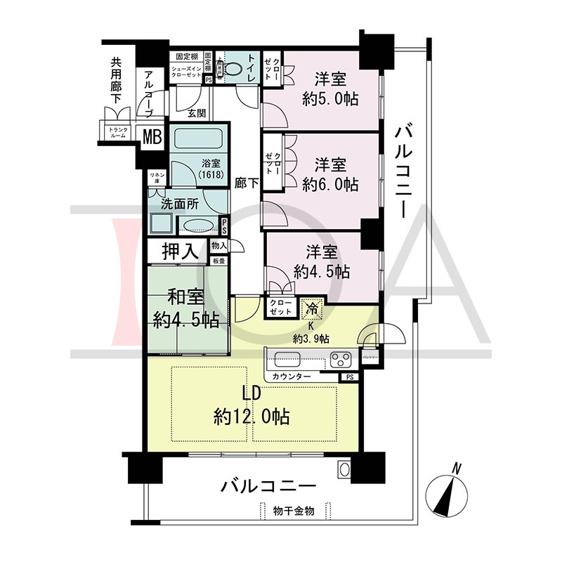 摩耶シティCOMFORT(摩耶シティコンフォート)の間取り図 南東向き角 4LDK 専有面積83.01m2
バルコニー面積33.03m2、19.73m2のお部屋あり
アルコーブ面積2.20m2
テラス面積20.59m2※テラス住戸タイプのみ