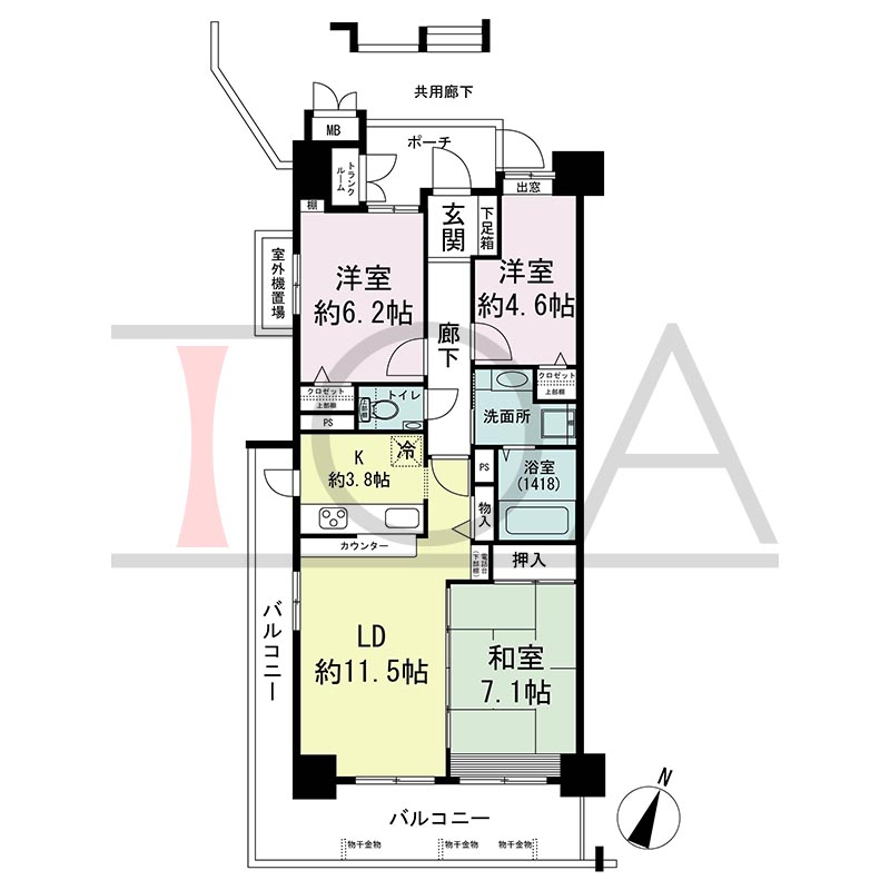 ウェルブ六甲道6番街1番館の間取り図 南西向き角 3LDK 専有面積73.10m2
バルコニー面積19.50m2
ポーチ面積4.53m2