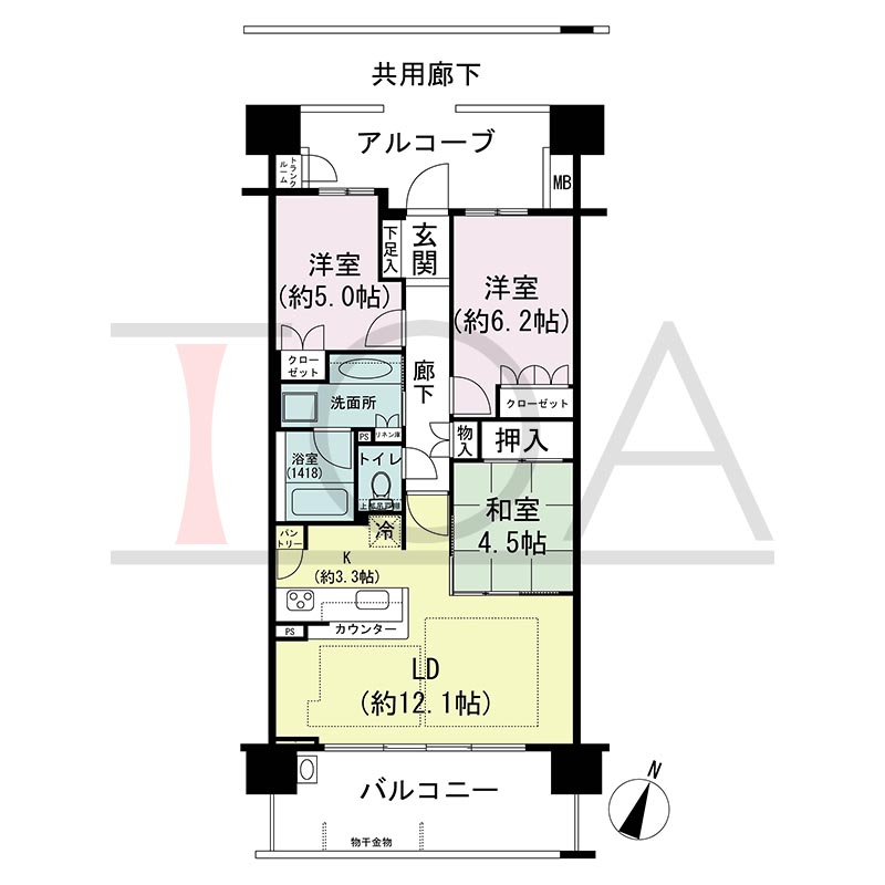 摩耶シティNADA EXCEED(摩耶シティナダエクシード)の間取り図 南向き 3LDK 専有面積70.55m2
バルコニー面積13.86m2
アルコーブ面積10.51m2