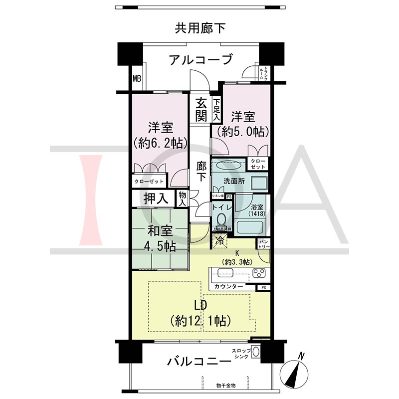 摩耶シティNADA EXCEED(摩耶シティナダエクシード)の間取り図 南向き 3LDK 専有面積70.55m2
バルコニー面積13.86m2
アルコーブ面積10.51m2