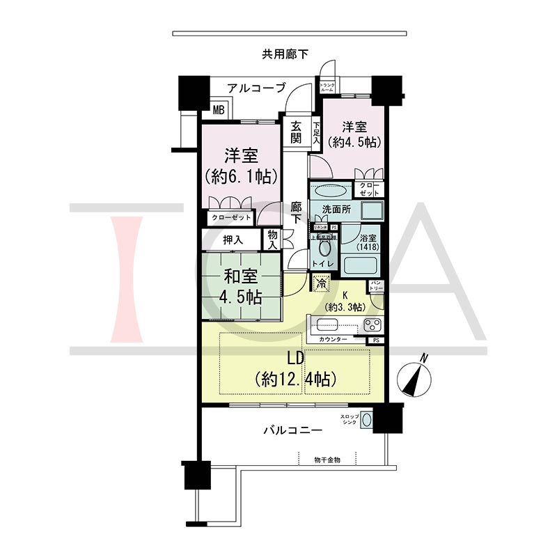 摩耶シティNADA EXCEED(摩耶シティナダエクシード)の間取り図 南向き 3LDK 専有面積70.32m2
バルコニー面積17.74m2
アルコーブ面積4.82m2