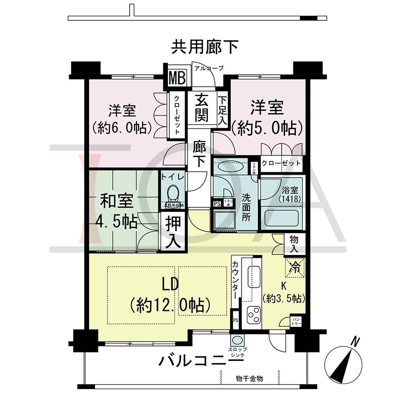 摩耶シティNADA FRONT(摩耶シティナダフロント)の間取り図 南東向き 3LDK 専有面積68.63m2
バルコニー面積13.19m2K※13.57m2のお部屋もあり