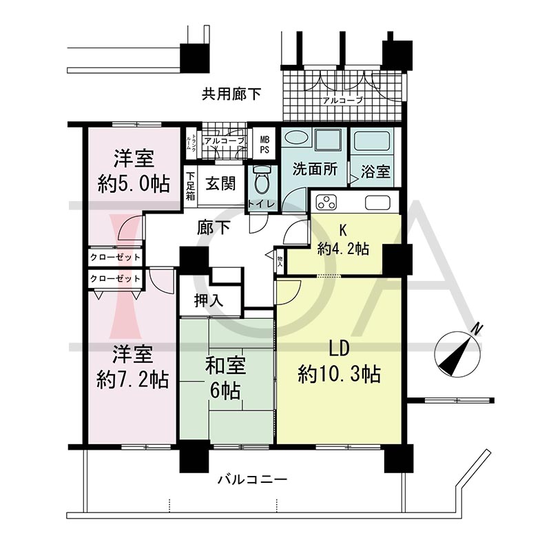 キャナルタウン中央の間取り図 南東向き 3LDK 専有面積76.33m2
バルコニー面積16.98m2
トランクルーム面積0.42m2