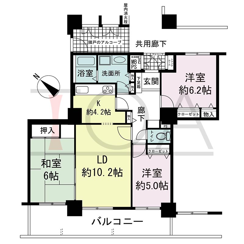 キャナルタウン中央の間取り図 南西向き 3LDK 専有面積74.29m2
バルコニー面積14.88m2
トランクルーム面積0.47m2