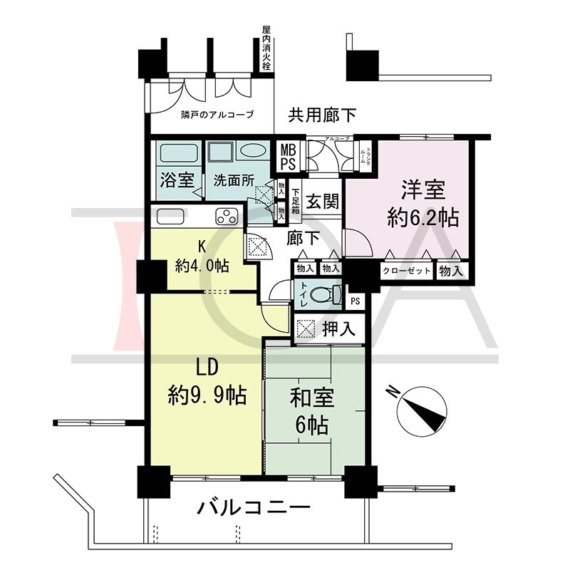 キャナルタウン中央の間取り図 南西向き 2LDK 専有面積62.06m2
バルコニー面積10.07m2
トランクルーム面積0.47m2