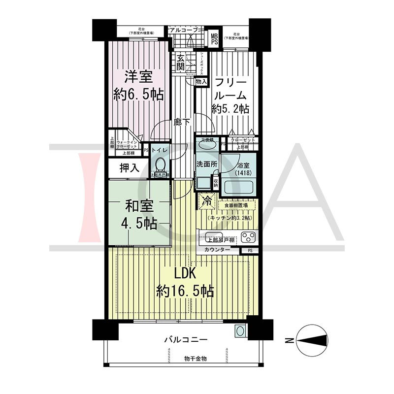 ワコーレ舞子グランテラスの間取り図 西向き 2LDK+F 専有面積70.62m2
バルコニー面積11.34m2
アルコーブ面積1.36m2
テラス面積11.34m2※テラス住戸タイプのみ