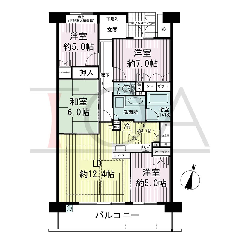 ビスタグランデ舞子C棟の間取り図 南向き 3LDK 専有面積86.45m2
バルコニー面積15.00m2
アルコーブ面積2.94m2
テラス面積13.47m2※テラス住戸タイプのみ