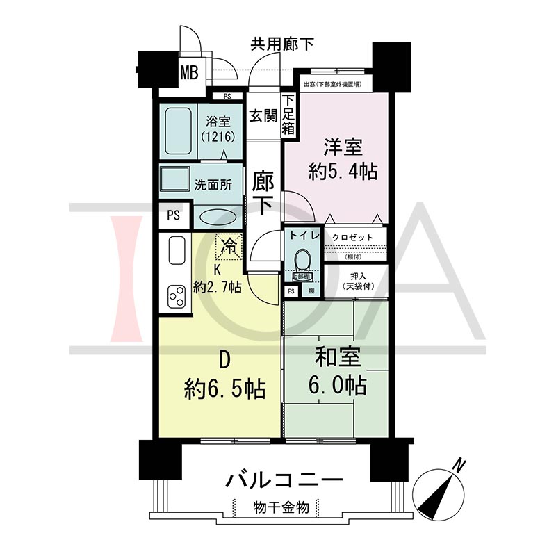 アスタピア新長田公園通りの間取り図 南東向き 2DK 専有面積50.56m2
バルコニー面積10.89m2