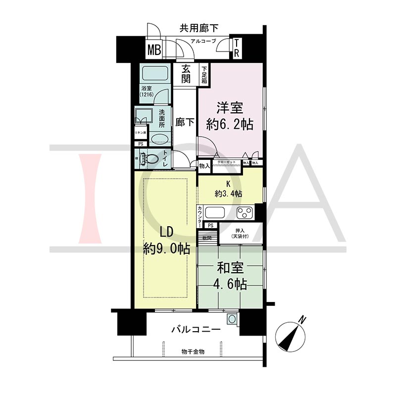 アスタピア新長田エスタプレシオスの間取り図 南東向き角 2LDK 専有面積53.00m2
バルコニー面積10.64m2
アルコーブ面積2.51m2