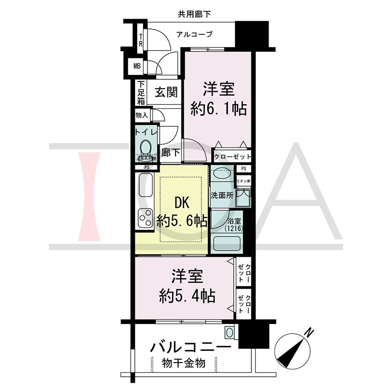 アスタピア新長田エスタプレシオスの間取り図 南東向き 2DK 専有面積42.11m2
バルコニー面積8.80m2
アルコーブ面積4.58m2