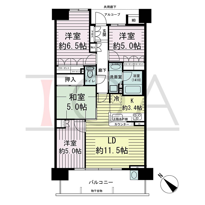 シティタワーグラン須磨鷹取の間取り図 南西向き 4LDK 専有面積78.33m2
バルコニー面積13.00m2
アルコーブ面積3.86m2