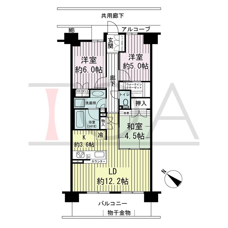 シエリア須磨鷹取C棟の間取り図 南西向き 3LDK+WIC 専有面積70.75m2
バルコニー面積11.40m2
テラス面積11.40m2※テラス住戸タイプのみ
アルコーブ面積3.10m2