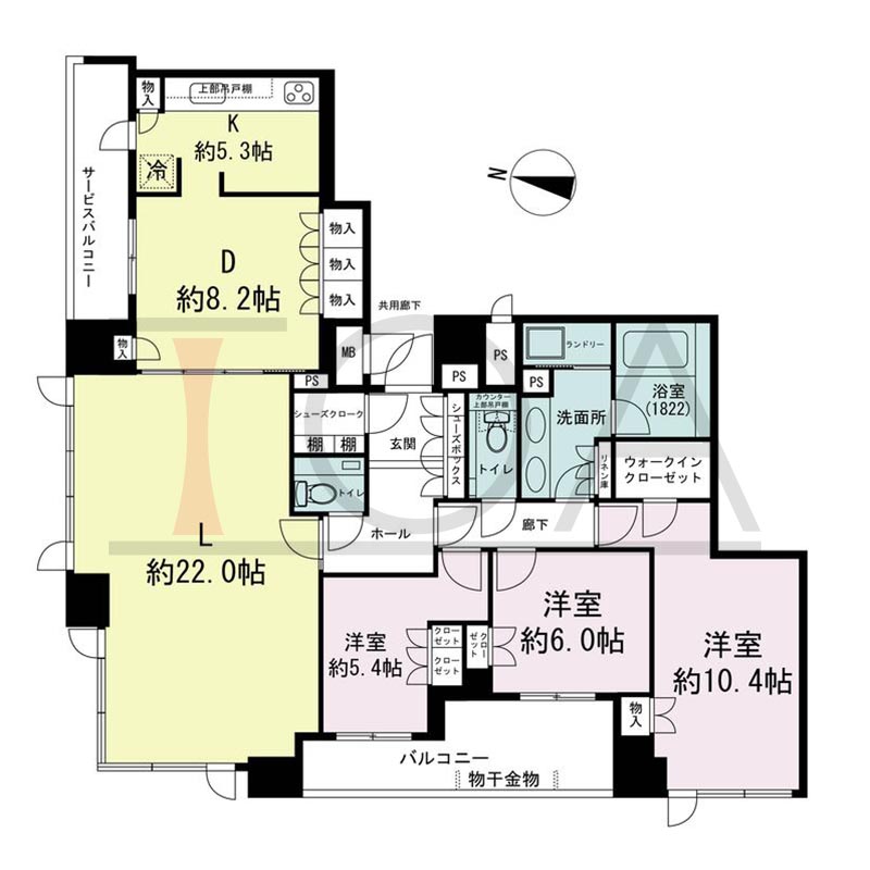 ブランズタワー梅田Northの間取り図 北西向き角 3LDK+WIC+SIC 専有面積133.81m2
バルコニー面積10.49m2から16.99m2のお部屋あり
サービスバルコニー面積6.24m2