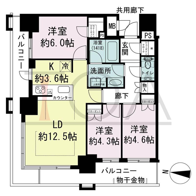 ブランズタワー梅田Northの間取り図 北西向き角 3LDK+WIC+SIC 専有面積70.51m2
バルコニー面積10.02m2
共用管理バルコニー面積11.53m2