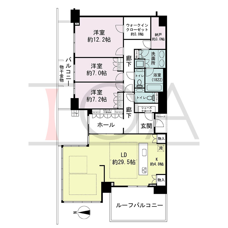 グランドメゾン新梅田タワー THE CLUB RESIDENCEの間取り図 南東向き角 3LDK+N+WIC+SC 専有面積159.55m2
バルコニー面積26.51m2
ルーフバルコニー面積13.86m2