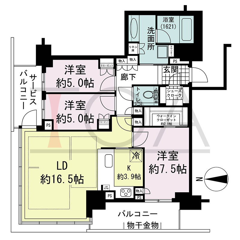 グランドメゾン新梅田タワー THE CLUB RESIDENCEの間取り図 北西向き角 3LDK+WIC+SC 専有面積91.81m2
バルコニー面積9.38m2
サービスバルコニー面積6.47m2