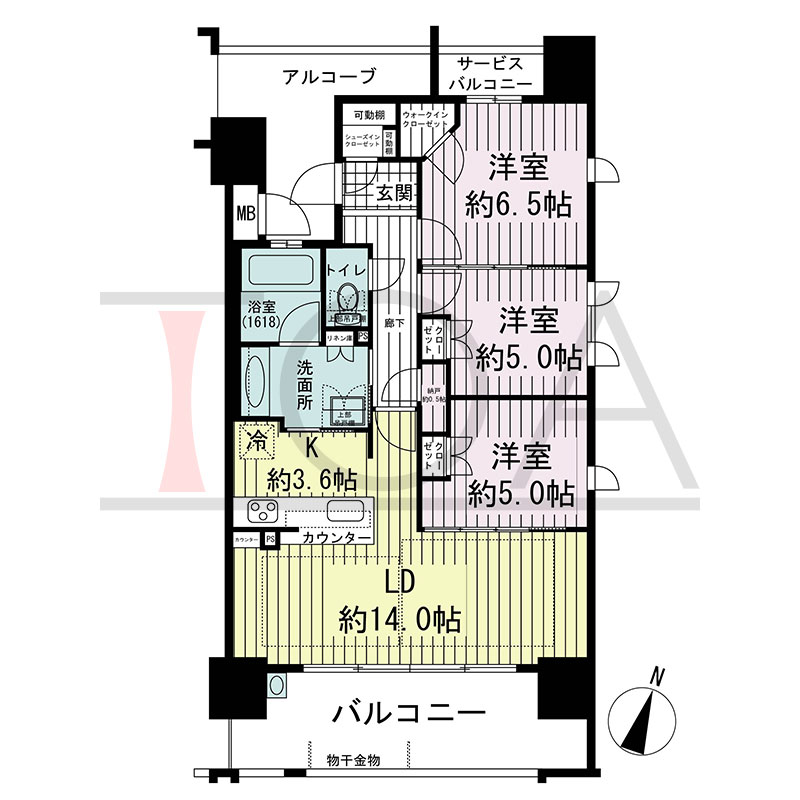 ジ・アーバネックス六甲道の間取り図 南向き角 3LDK 専有面積76.67m2
バルコニー面積14.20m2
サービスバルコニー面積2.25m2
アルコーブ面積10.00m2から14.22m2のお部屋あり