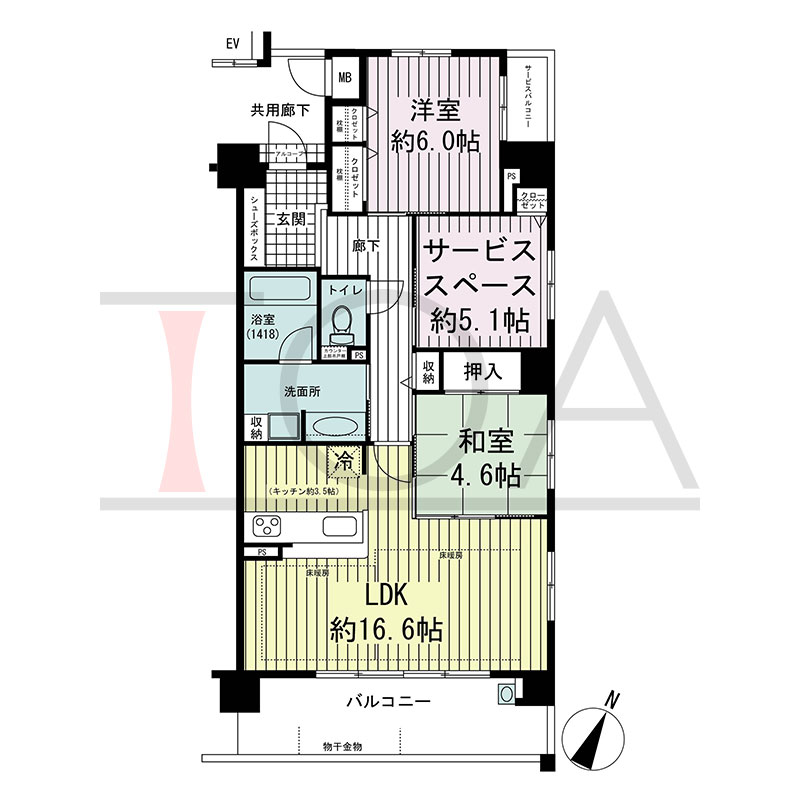 アルファステイツ六甲篠原の間取り図 南東向き角 2LDK+S 専有面積77.85m2
アルコーブ面積0.76m2
バルコニー面積11.70m2
サービスバルコニー面積2.50m2