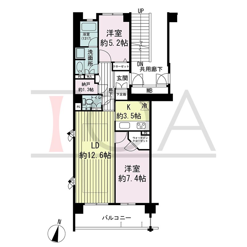 グランステイツ六甲の間取り図 南向き角 2LDK 専有面積68.84m2
バルコニー面積10.08m2(バルコニータイプのお部屋のみ)
テラス面積20.16m2(テラスタイプのお部屋のみ)