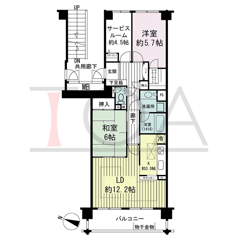 グランステイツ六甲の間取り図 西向き 3LDK 専有面積76.29m2
バルコニー面積9.44m2