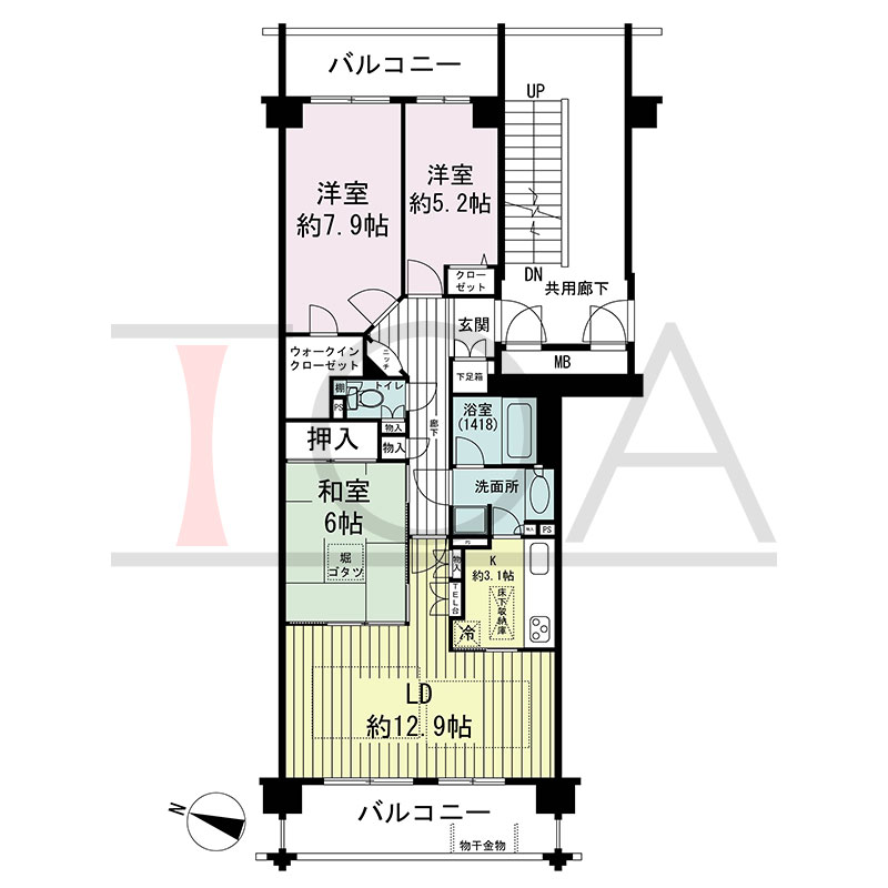 グランステイツ六甲の間取り図 西向き 3LDK 専有面積81.11m2
バルコニー面積9.60m2から16.80m2のお部屋あり
サービスバルコニー面積4.80m2(サービスバルコニータイプのお部屋のみ)