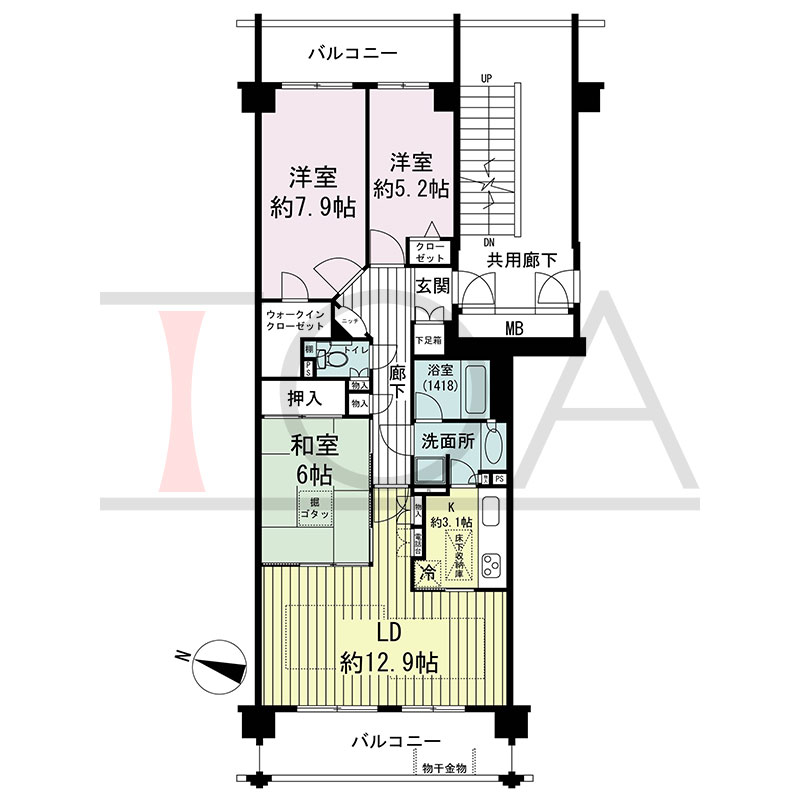 グランステイツ六甲の間取り図 西向き 3LDK 専有面積81.11m2
バルコニー面積9.60m2から16.80m2のお部屋あり
サービスバルコニー4.80m2(サービスバルコニータイプのお部屋のみ)