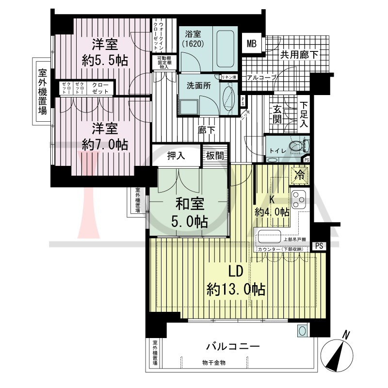 ジ・アーバネックス六甲の間取り図 南向き角 3LDK 2LDK+S(2階のみ) 専有面積81.59m2
バルコニー面積10.53m2
アルコーブ面積2.18m2