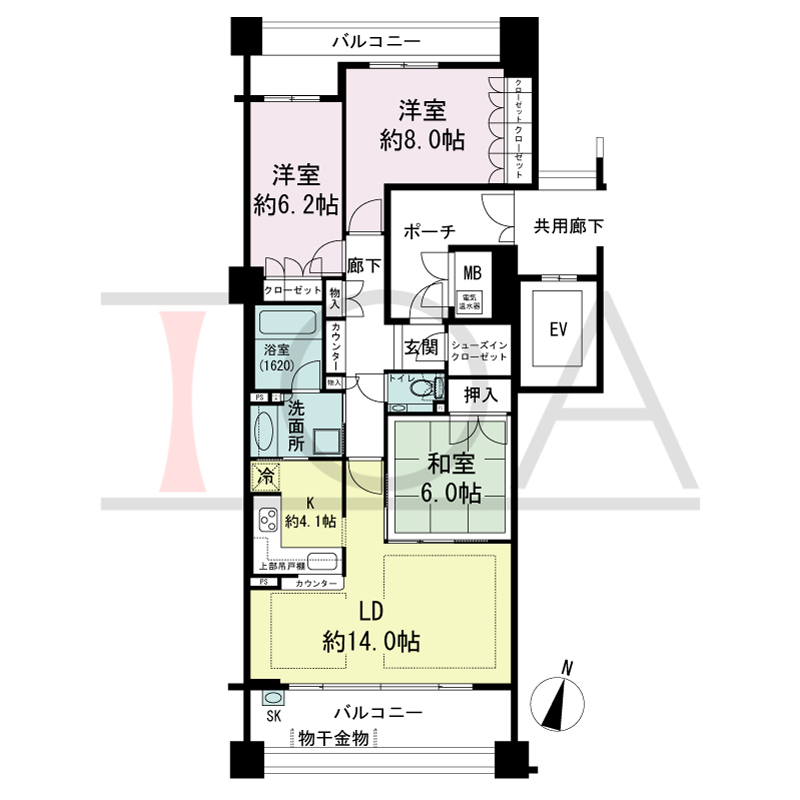 プラネスーペリア住吉本町の間取り図 南東向き 3LDK 専有面積87.58m2
バルコニー面積22.22m2(バルコニータイプのお部屋のみ)
テラス面積22.22m2(テラスタイプのお部屋のみ)
ポーチ面積7.20m2
専用庭面積9.75m2(専用庭タイプのお部屋のみ)