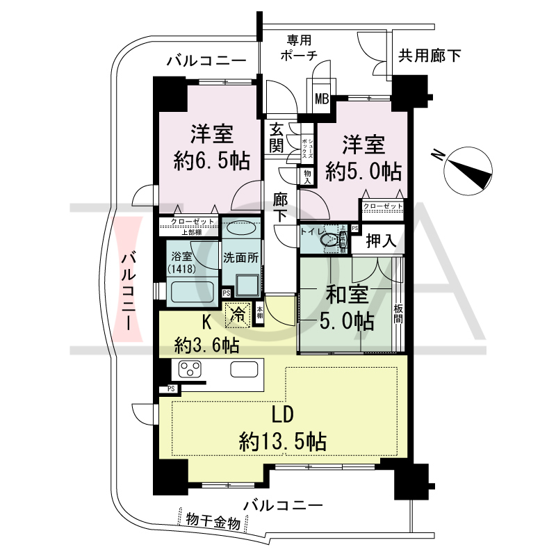 ファーストレジデンス須磨海浜公園の間取り図 南西向き
3LDK
専有面積71.25m2
バルコニー面積30.89m2