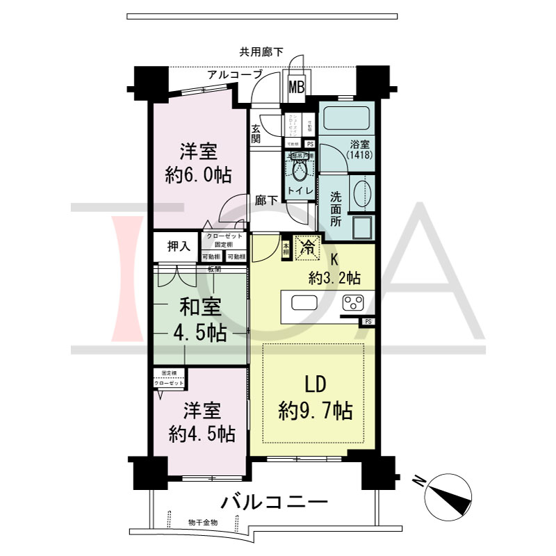 ファーストレジデンス須磨海浜公園の間取り図 南西向き
3LDK
専有面積61.61m2
バルコニー面積10.77m2