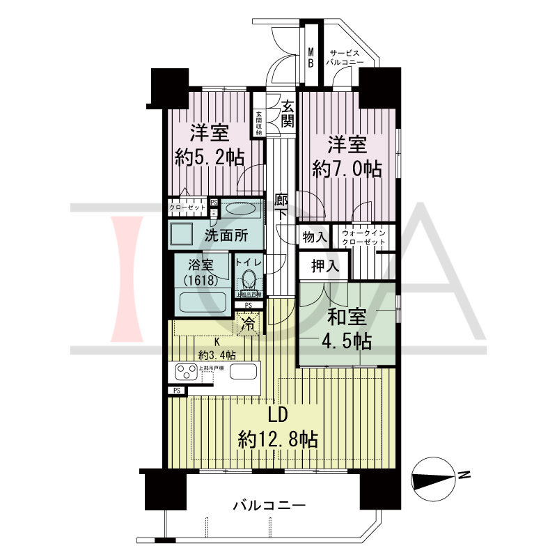リベール明石 The Front(リベール明石ザフロント)の間取り図 東向き
3LDK
専有面積75.26m2
バルコニー面積12.17m2
