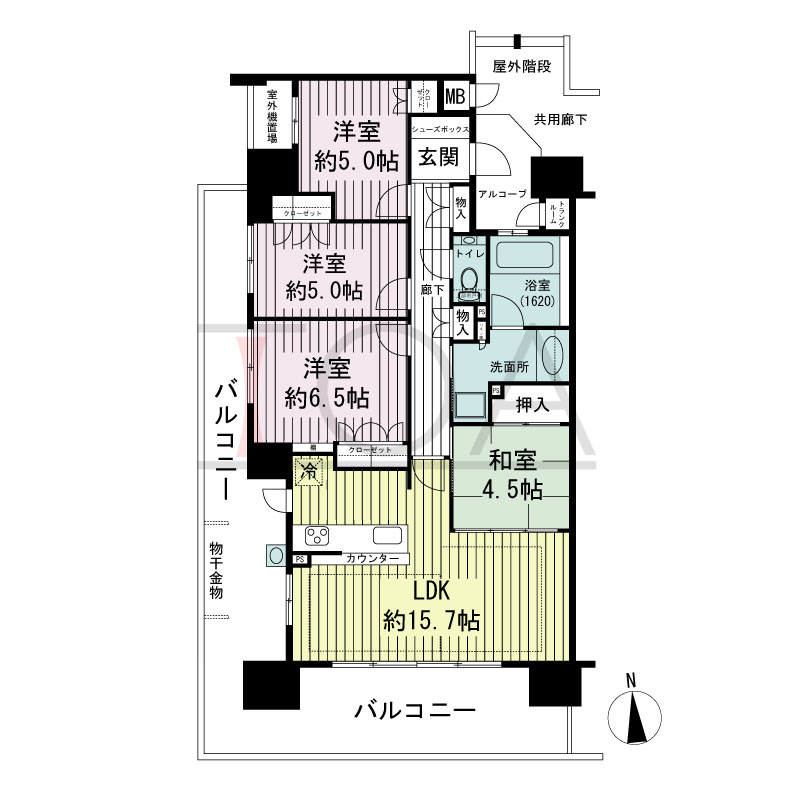 ザ・ネバーランド明石ハーバーゲートの間取り図 南向き
4LDK
専有面積85.20m2
バルコニー面積35.23m2