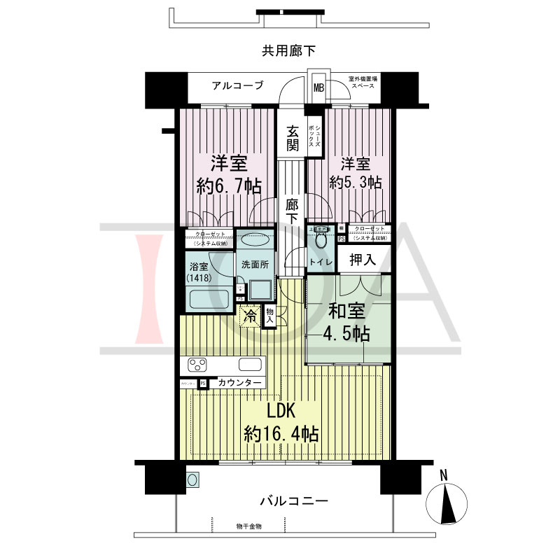 ザ・ネバーランド明石ハーバーゲートの間取り図 南向き
3LDK
専有面積70.74m2
バルコニー面積14.41m2