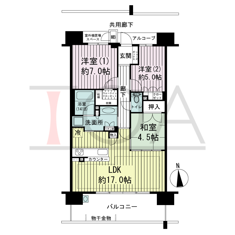 ザ・ネバーランド明石ハーバーゲートの間取り図 南向き
3LDK
専有面積75.42m2
バルコニー面積15.29m2